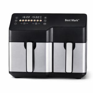 ChatGPT Image 14 فبراير 2026، 05_18_55 م AIR FRYER 2 TEROIRE 4.5L+6.5L BEST MARK قلاية هواء